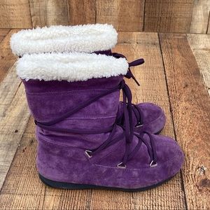 TECHNIA Purple / Grape Suede with Faux Fur MOON BOOTS Vintage Size 5